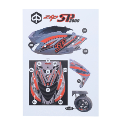 Stickerset Piaggio Zip SP 16-Delig Fluo Oranje