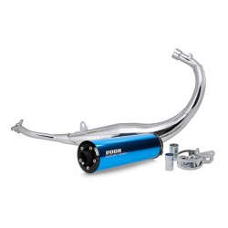Uitlaat Voca Derbi SM Chromed Onderlangs Blauw Uitlaat Voca Derbi SM Chromed Onderlangs Blauw