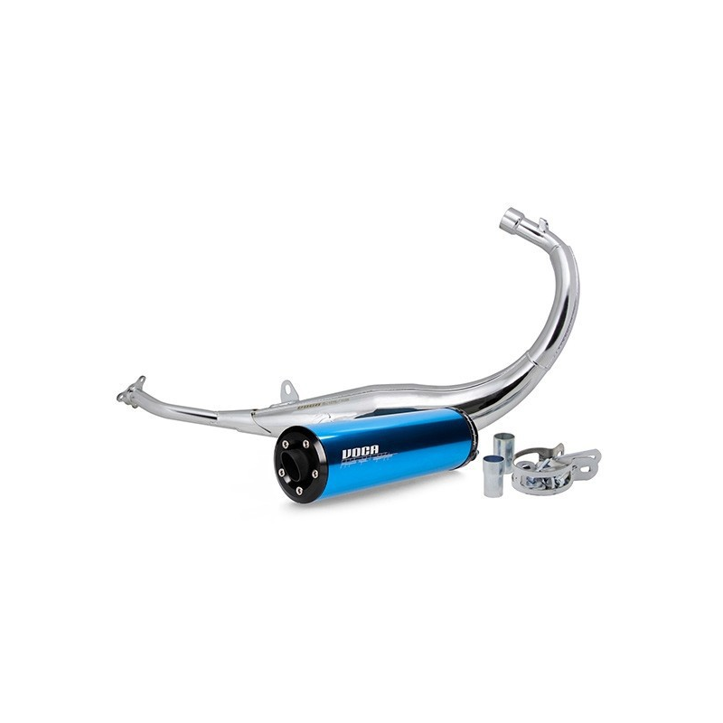 Uitlaat Voca Derbi SM Chromed Onderlangs Blauw Uitlaat Voca Derbi SM Chromed Onderlangs Blauw