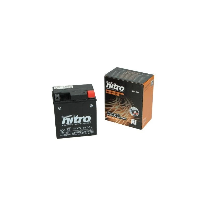 Accu Nitro YTX7L-BS GEL Onderhoudsvrij – Vespa & Piaggio IGET / Primavera / Sprint / Zip 4T Accu Nitro YTX7L-BS GEL Onderhoudsvrij – Vespa & Piaggio IGET / Primavera / Sprint / Zip 4T