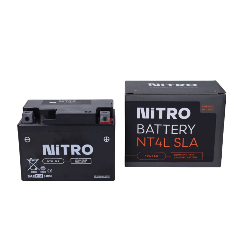 Nitro NT4L-BS / YT4L-BS Gel Accu 12V 4Ah – Onderhoudsvrij Voor 2-Takt