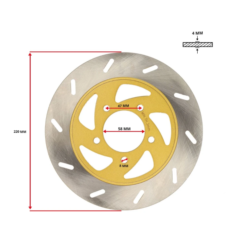 Remschijf DMP 220mm RVS – Gilera Runner / NRG / Skipper 125 / Sportcity One / Stalker – Voorzijde 5-gaats