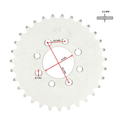 Achtertandwiel Tomos 31 Tands – 415 Ketting – DMP