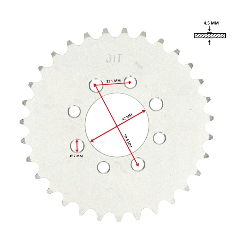 Achtertandwiel Tomos 31 Tands – 415 Ketting – DMP