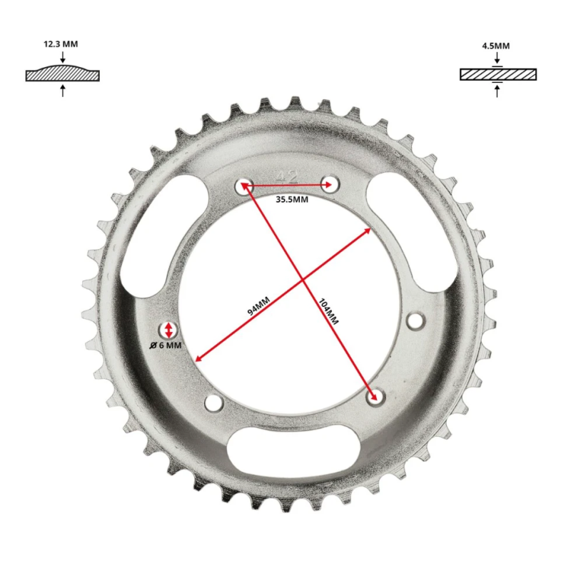 Achtertandwiel Puch Maxi – 42 Tands – 415 Ketting