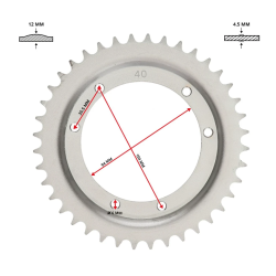 Achtertandwiel Puch Maxi – 40 Tands – 415 Ketting