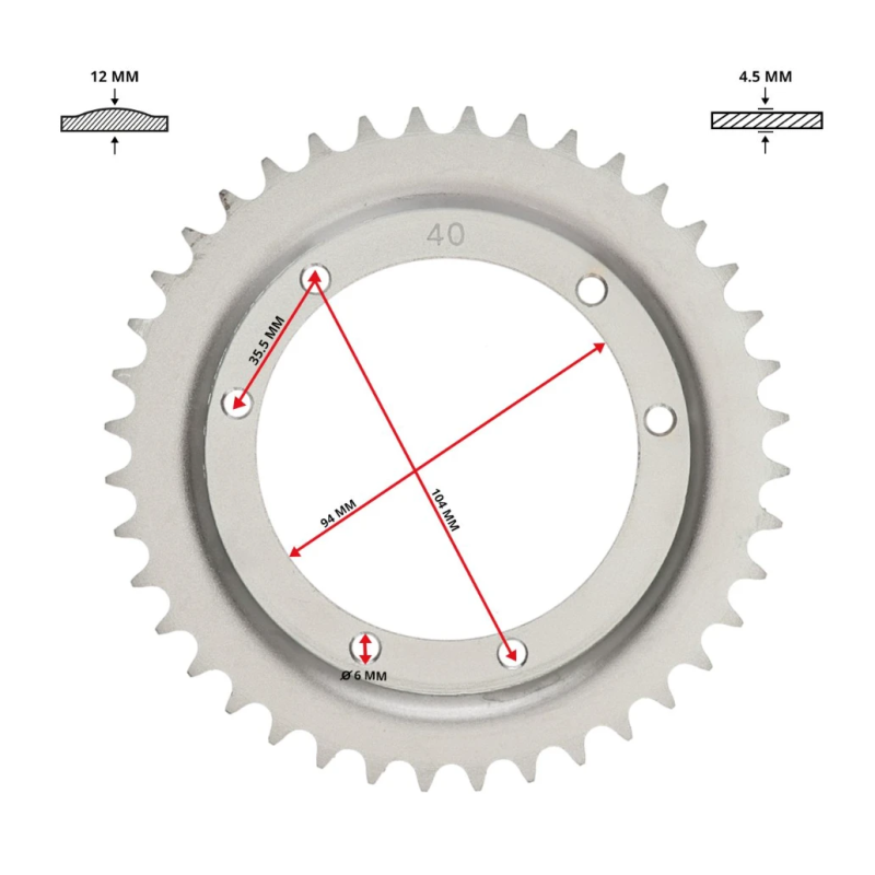 Achtertandwiel Puch Maxi – 40 Tands – 415 Ketting