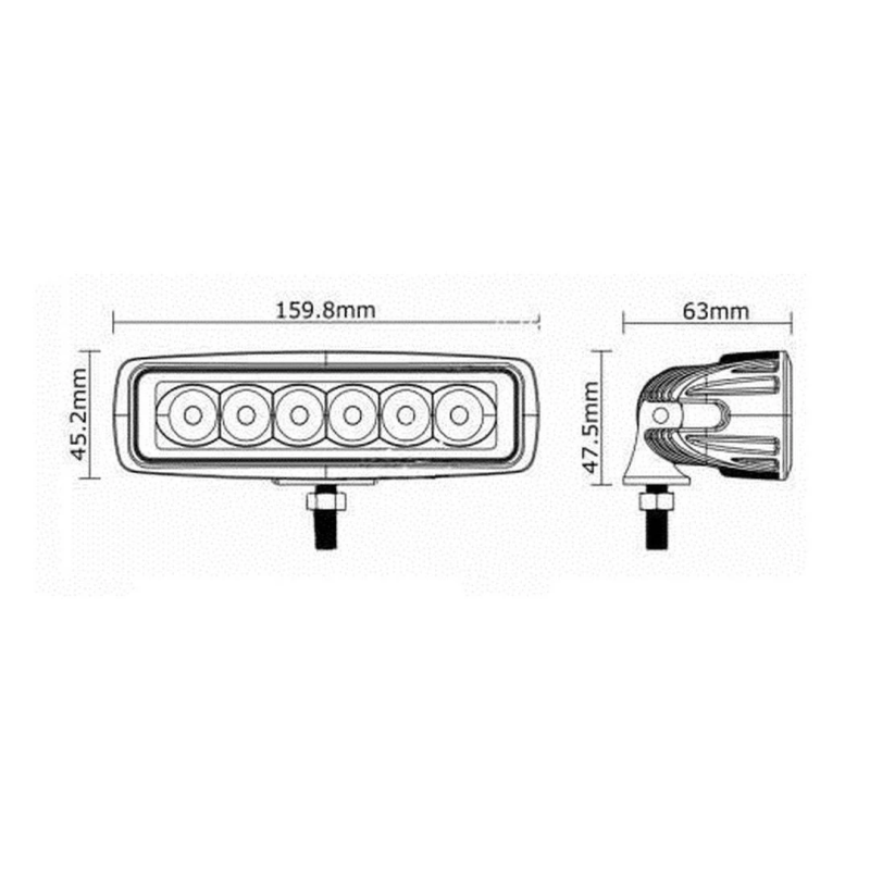 Power Ledbar Opbouw Universeel 16CM 6-Leds