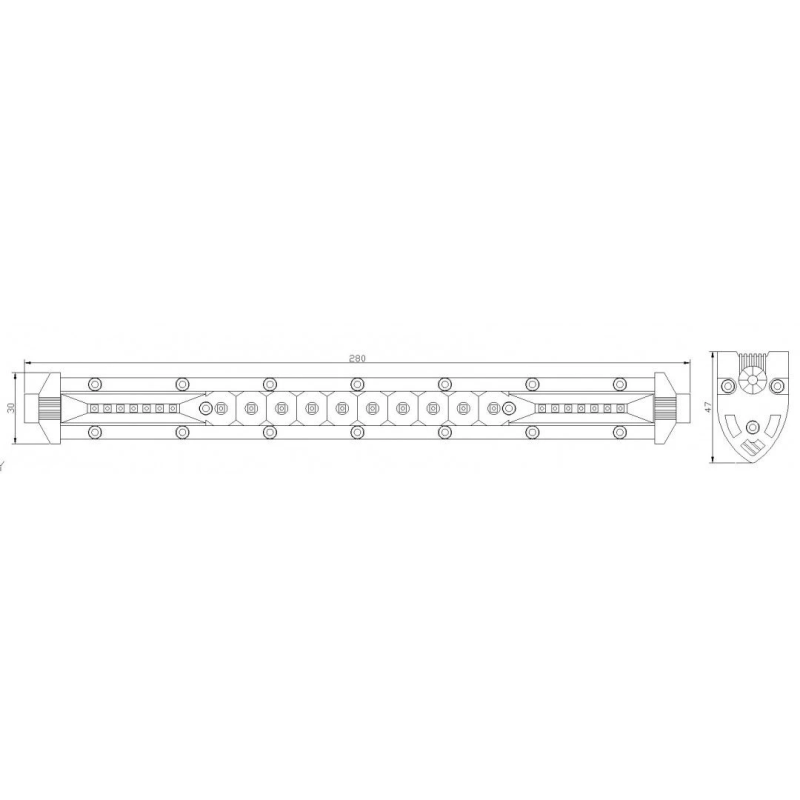 Power Ledbar Opbouw Universeel 28CM 24-Leds