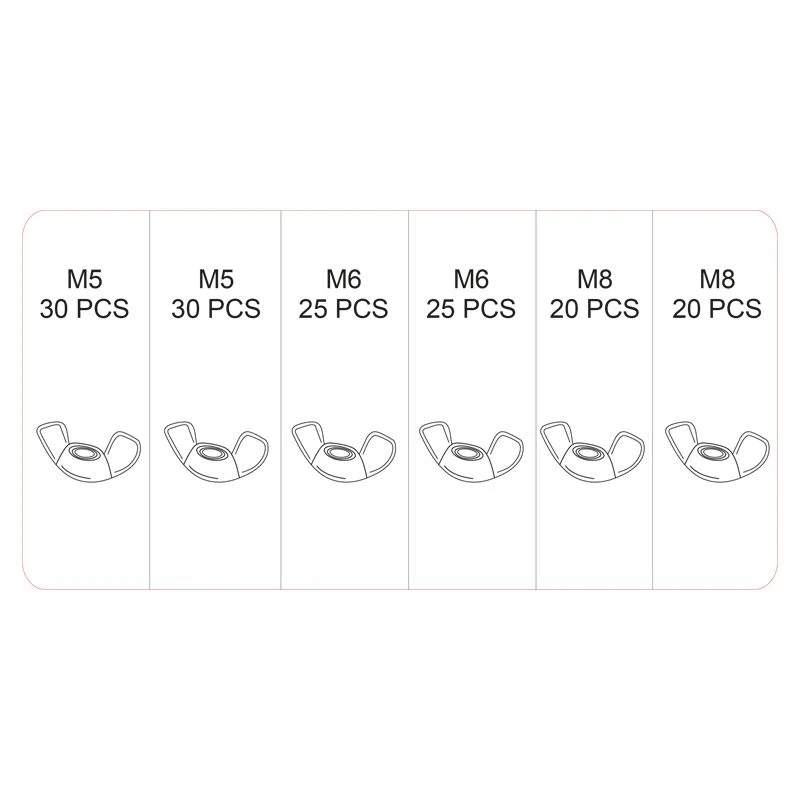Vleugelmoer Assortiment M5 t/m M8 150-Delig